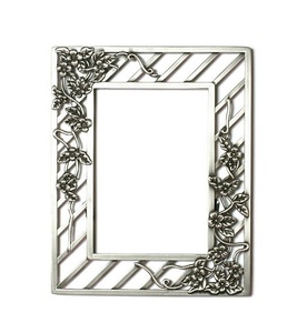 Miroir miniature avec cadre orné en argent sterling Miroir moderne Mayer Glam avec bord festonné incurvé et cadre en métal robuste - Product Image 3