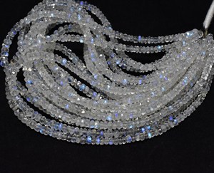 Perles de rondelle à facettes en pierre de lune arc-en-ciel, perles à facettes en pierre de lune 3-4mm, perles de pierre de lune naturelle AAA, pierre de lune arc-en-ciel - Product Image 4