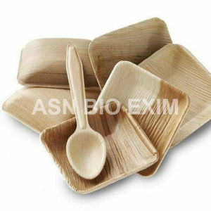 Platos cuadrados de hoja de palma de bambú desechables, paquete de 100, planta compostable biodegradable ecológica para postre de Camping - Product Image 1