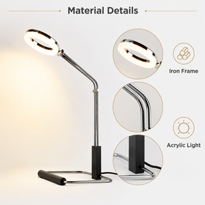Modern <b>Led</b> <b>Table</b> Lamp With Iron Frame Acrylic Ring Adjustable Reading Light For Bedroom <b>Bedside</b> Study 5W 3000K Warm - Product Image 4