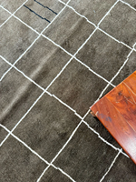 Tapis en laine à carreaux vert marocain personnalisé grille irrégulière laine Beni Ourain nouée à la main pour la décoration intérieure pour chambre salon