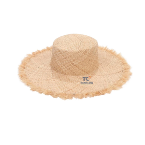 Chapeau de paille en jonc de mer marron chapeau de soleil pour dame chapeaux de paille vintage faits à la main unisexe paille Vietnam fournisseur en gros - Product Image 5