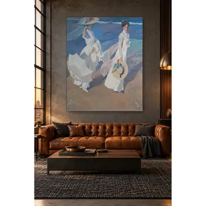 Fida Sorolla Femmes en robes blanches marchant sur la plage Impression sur toile - Product Image 4