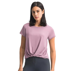 T-shirt de yoga unisexe respirant à col rond avec logo brodé, coupe classique, tissu doux pour l'entraînement estival et commandes OEM - Product Image 1