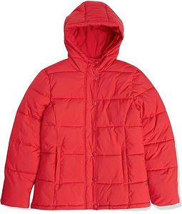 OEM Fabricante de color rojo cremallera estilo casual ligero extremo hombres y mujeres de plumón chaqueta acolchada con capucha - Product Image 1