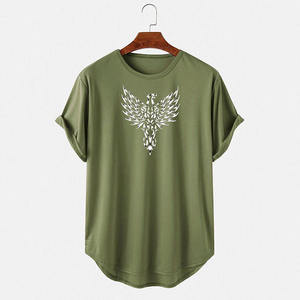 Camiseta de 100% algodón con cuello redondo y ropa de calle personalizada para hombre, camiseta informal con diseño personalizado impreso al por mayor - Product Image 4