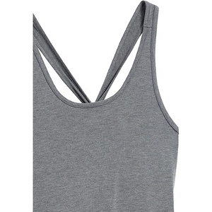 Vente en gros de débardeur en coton sans manches avec logo personnalisé chenille brodée pour femmes pour musculation, fitness et salle de sport - Product Image 5