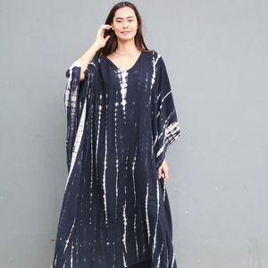 Summer Vacation Long <b>Abaya</b> Tie Dye Kaftan Natural Hand Dyed Loose Beachwear Rayon Fabric Kaftan - Product Image 1
