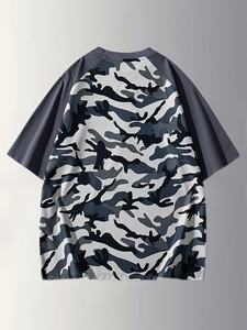 T-shirts imprimés délavés à l'acide tendance, coupe oversize, design graphique personnalisé, style streetwear vintage, en coton pour hommes - Product Image 2