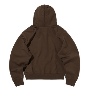 Sweat-shirt à capuche unisexe marron avec fermeture éclair, 100% coton, manches longues, décontracté, couleur unie, avec poches latérales, coupe-vent - Product Image 2