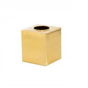 Caja de pañuelos cuadrada dorada de tendencia de lujo hecha a mano de metal para el hogar, mesa, coche o escritorio para uso en mesa de café - Product Image 6