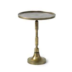 Elegante mesa auxiliar de aluminio chapado en oro con acabado antiguo de latón Diseño único Mesa plegable superior redonda para uso en interiores - Product Image 1