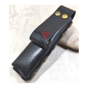 Gaine en cuir de couteau de poche pliant de chasse en peau de vache professionnelle avec fermeture à rabat pliant avec bouton pression, boucle de ceinture - Product Image 4