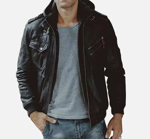 Leather <b>Canvas</b> <b>Jacket</b> 2024 Winter Collection Waterproof Customizable High Quality Genuine Leather Stand Front Men's OEM Service - Product Image 5