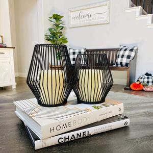 Luxury Black Metal Antique Cast Iron Candle Stand With Glass Bottle Traditional Price Home Decorative <b>Lanterns</b> - Product Image 1