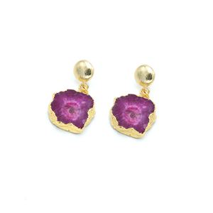 Pendientes de cuarzo solar rosa DUA |   Pendientes de Boda Modernos de Latón Chapado en Oro de 18K para Mujer |   Proveedor Indio Artesanal - Product Image 1