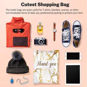 Lot de 100 sacs polymailers de remerciement 25x33cm, auto-adhésifs, étanches, durables, 2,3 mil, blancs avec motif doré, biodégradables, résistants à la déchirure - Product Image 3