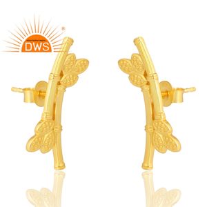 Boucles d'oreilles en argent sterling 18 carats plaqué or avec design fait à la main Demi Fine Jewelry For Women Gift For Her - Product Image 3