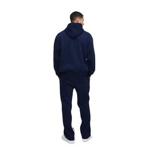 Mens Dark Blue Blue and White Colorblock <b>Full</b>-<b>Zip</b> Custom Logo Hooded <b>Sweatshirt</b> and Trackstar OEM Private Label - Product Image 2