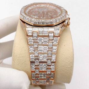 นาฬิกาโครโนกราฟแบบกลไกอัตโนมัติ ประดับเพชรโมอิสซาไนต์ทรงบาแก็ตต์ สไตล์คลาสสิก ดีไซน์ฮิปฮอป สำหรับผู้ชาย ราคาประหยัด - Product Image 3