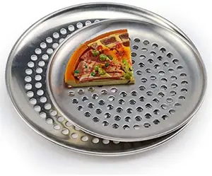 Nhiệm Vụ Nặng Nề Nhôm Hợp Kim Vòng Đục Bánh Pizza Crisper Pan Kim Loại Pan Bánh Pizza Nướng Khay Bakeware Công Cụ