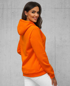 Casual, Streetwear Drop Shoulder Figures Transpirable Eco-friendly Hoodies Knitted Ladies Orange - Product Image 3