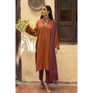 Conjunto de Camisa, Pantalón y Dupatta Teñidos con Hilo para Uso Diario-WGK-YDS-DE-2558 - Product Image 1