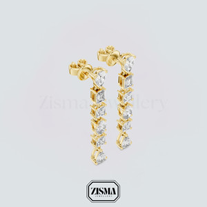 14K Solid Gold Luxury <b>Earrings</b> with IGI Diamonds Multi Shapes VS1 Classic Design for Wedding or Party Birthday Gift for <b>Women</b> - Product Image 4