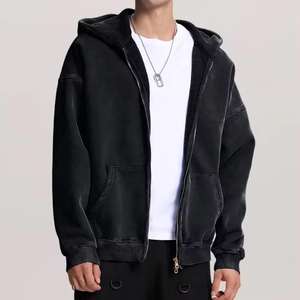 เสื้อฮู้ดผ้าเจอร์ย้อมล้วนสำหรับผู้ชายผ้าคอตตอนผ้า100% ผ้าซักได้ผ้าแอซิดสีเรียบสำหรับฤดูหนาวล่าสุด - Product Image 1