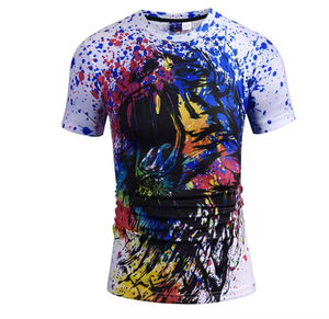 Camiseta de Hombre Sublimada de Alta Calidad a Bajo Precio, 300g Poliéster/Algodón, Cuello Redondo, Manga Corta, Color Personalizado, Venta al Por Mayor - Product Image 1