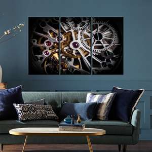 โปสเตอร์ผ้าใบสมัยใหม่: งานศิลปะกลไกนาฬิกาอัตโนมัติพิมพ์ลายสีทอง,3P: ห่อหุ้มอย่างดี - Product Image 1