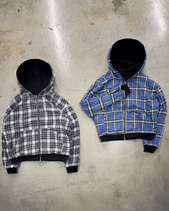 เสื้อฮู้ดผู้ชายผ้าฝ้าย100% สำหรับฤดูหนาวซักได้กรดเฮฟวี่เวทผ้าฝ้ายลายสก๊อตแบบกลับด้านดีไซน์เสื้อฮู้ดผ้าเทอร์รี่400 GSM - Product Image 1