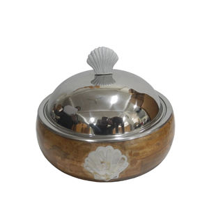 Pot de service de nourriture de finition brillante avec couvercle en métal Hot Pot Designer de stockage Chapati haute capacité - Product Image 5