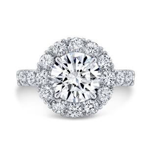 Bague de fiançailles en diamant Halo taille ronde brillante de laboratoire Cadeau pour elle en argent sterling - Product Image 1