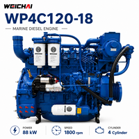 Motor Diésel Marino SCDC Weichai WP4C120-18 de 4 Cilindros, 88KW, 120HP, 1800RPM, Motor de Propulsión Interna para Embarcaciones de Pesca