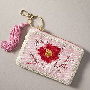 Porte-monnaie miniature de luxe en perles pour femmes et filles, fait à la main avec des perles de graines, pochette à monnaie avec fermeture éclair, broderie de haute qualité, travaux d'aiguille - Product Image 1