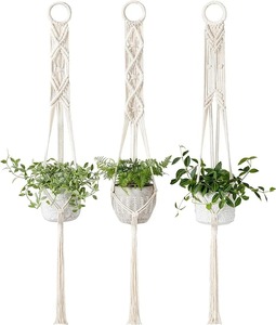 Offre Spéciale 4-Pack Macramé Plante Cintre Intérieur Extérieur Suspendus Jardinières Décoratives Maison Accessoires Élégant Boho Plante Titulaires - Product Image 2