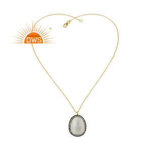 Venta caliente plata esterlina 18K chapado en oro Cz y piedra de Luna Blanca colgante de piedras preciosas collar Demi fabricante de joyería fina - Product Image 1