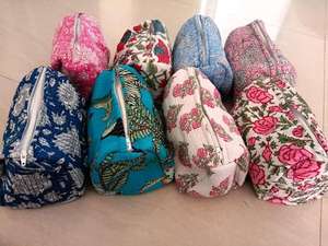 Ensemble de trousses de toilette en coton brodé fait main, style bohème, petit sac textile, couleurs assorties, fermeture éclair portable - Product Image 3