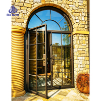 Puertas y Ventanas de Arco de Aluminio Estilo Europeo Retro, Puertas Abatibles Clásicas con Doble Vidrio Insonorizado
