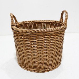 Artex Dong Thap Factory Panier rond en poly rotin brun naturel Lot de 3 avec poignées demi-rondes pour la décoration du salon et du bureau - Product Image 5