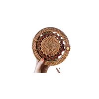 Sac panier en jacinthe d'eau artisanale avec sangle en cuir, poignée en rotin/bois, doublé de tissu pour femmes cadeaux de sac d'été