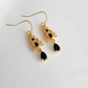 Black Onyx Gemstone Charms 925 Sterling Silver Gold Plated Rhodium Plated Cute Earrings for Party & Gift - Product Image 1