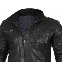 Veste de moto en cuir de vache véritable décontractée pour homme, imperméable, coupe-vent, noire, tendance avec logo sur le devant