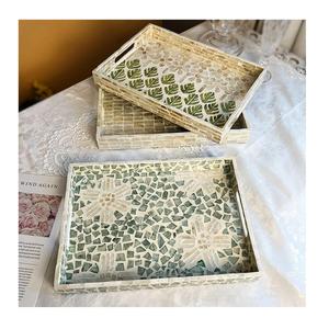 Plateau de service décoratif en nacre pour servir de la nourriture, du thé, du café, des desserts et pour un style de maison luxueux, vente en gros - Product Image 1