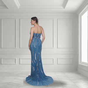 Vestido de Fiesta Largo hasta el Suelo, sin Tirantes, con Estampado Hecho a Mano, Escote en V, Cintura Natural, Silueta en A, para Mujer, Fabricante de Confianza - Product Image 4