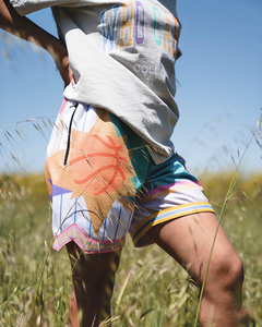 2025แฟชั่นฤดูร้อนย้อนยุคขายดีโพลีเอสเตอร์สีสดใสตาข่ายพิมพ์ซับลิเมชันชายหาด shortsddp จัดส่ง - Product Image 4