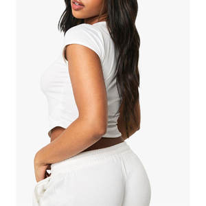 Nueva camiseta de verano para mujer, camiseta transpirable de manga corta de algodón 100% de Color sólido a la venta - Product Image 2