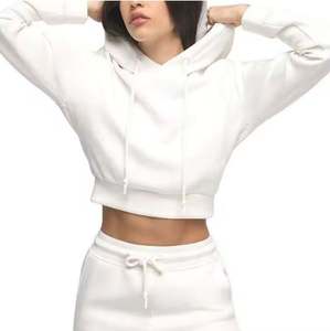 Sudadera recortada para mujer, Top corto con capucha, logotipo personalizado, Top de algodón con cordón, Sudadera con capucha, sudaderas deportivas recortadas para mujer - Product Image 2