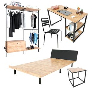 Juego de Dormitorio Clásico de Madera Reclinable con Cama Queen y 2 Cajones - Diseño Moderno Minimalista - Product Image 1